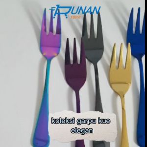 Garpu Kue Kecil - Dessert Fork - Cake Fork Stainless Garpu Korea Ungu