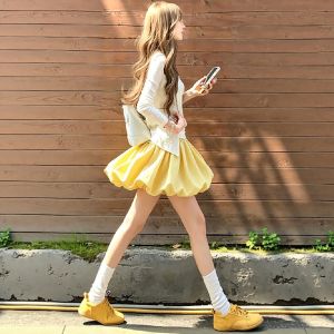 V.C.I | Puff Sleeve Yellow Mini A-Line Skirt