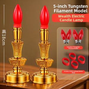 Electronic Candle Lamp God Table Lamp LED Long Burning Lamp Buddha Home Use Wealth God Attracting Lamp Offering Lamp Candle Holder