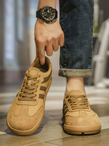Waterproof Leather Mens Shoes 2025 New Style British Retro Wheat Color Flat Bottom Agan Shoes for Youth Casual Comfortable