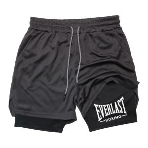 Mens Fashion Sports Shorts EVERLAST Printed Sports Shorts Double layer Quick drying Comfortable Basketball Muscle Fitness