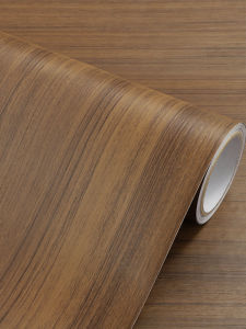 Teak Black Technology Straight Grain Wood Grain Paper Film Self-Adhesive Retro Furniture Veneer Decoration Flip Waterproof Cabinet Decoration