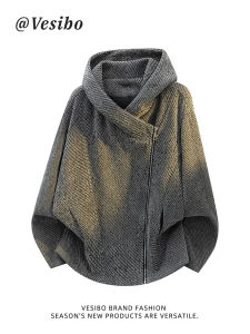 VESIBO | Structural Design American Silhouette Hooded Jacket Cardigan Sweater