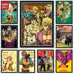 2025 JOJO Posters Vintage Anime Poster JoJos Bizarre Adventure Animation Canvas Painting Wall Art Decoration Kawaii Ro