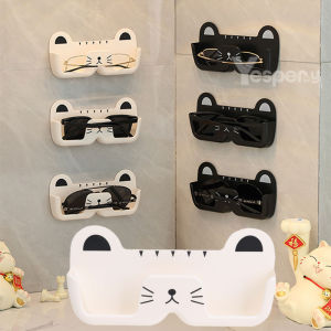YESPERY Cat Shaped Glasses Storage Box Wall Mounted Sunglasses Storage Car Mounted Glasses Holder Dormitory Eyeglasses Rack