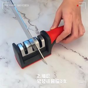 Kitchen Knife Accessories 3-Stage Knife Sharpener With Non slip Rubber Handle Pengasah Dapur Dengan Pemegang Getah 厨房磨刀器