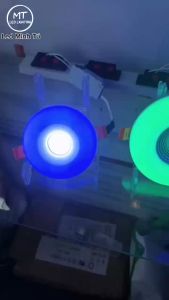 Đèn Led Âm Trần Trang Trí đèn downlingt Viền Màu Xanh Dương 3 chế độ màu trang trí phòng khách phòng ngủ quán cafe siêu đẹp
