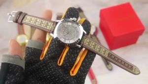 Box Exclusive Jam Tangan Coach Cricle Permata VA-973OR / Jam Tangan Fashion Wanita Tali Kulit Diameter 35cm