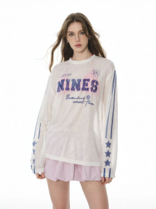 FORNINES | Light Thin Breathable Sun Protection Summer American Print Long Sleeve Loose Top