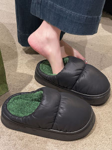 New 2025 Cotton Slippers for Men And Women Indoor Home Wear Waterproof Anti Slip Warm Fleece Roman Style Flat Heel Slip on Shoes