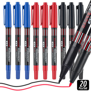 20Pcs/Set Black/Blue/Red Double Tip Markers For Metal Pen Waterproof Bathroom Woodworking Decoration Multi-Purpose Dot Markers