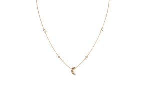 ALUXE 10K Gold Diamond Necklace Golden Stars and Moon Disney Aladdin Series NNDA005