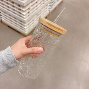 แก้วดื่มน้ำรูปทรงดอกไม้ขนาดใหญ่แบบมีฝาปิดทำจากแก้ว Borosilicate ทนความร้อน สไตล์เรียบง่าย INS ของจีนแผ่นดินใหญ่