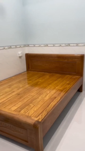 [HỎA TỐC HCM] Giường gỗ sồi cao cấp HCM - giường gỗ sồi vạt phản 2 3 người nằm FR2330