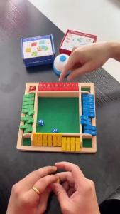 STEM Board Game | Permainan Matematik Kayu 2-8P· Family Strategy Toy·Logic Math Training Kids/Adults Shut The Box Game Desktop Classics Four Way Flip Numbers