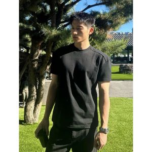 LIUBU | Black Boxy Fit Structured Patchwork T-shirt