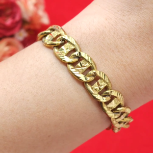 สร้อยข้อมืองานดิบทองเหลืองลายเลสคล้อง ความยาว 7 นิ้ว งานดิบไม่ได้ชุบ ทองเหลืองโบราณ ใส่ได้ทุกโอกาส พร้อมส่ง