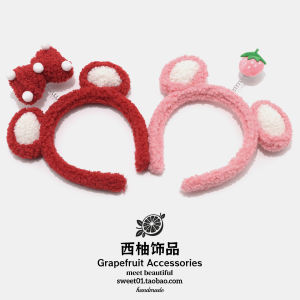 ริบบิ้นตกแต่งผมสไตล์เกาหลีน่ารักสำหรับผู้หญิง คลิปผมทรงสตรอเบอร์รี่ ริบบิ้นผูกโบว์ ทรงสูง คลิปผมตกแต่ง ของใช้ในครัวเรือน