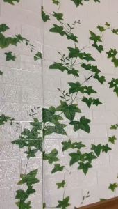 paket 10lembar !!! wallpaper dinding 3d foam bata motif daun modern design