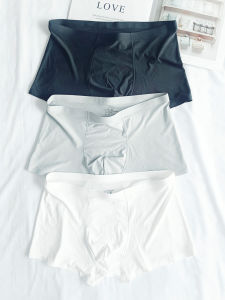 Men Ice Silk Underwear for Boys Pure Color Seamless Boxer Breathable Mesh Summer Thin Cool Feeling Boxer Shorts Quick-Drying