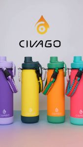 CIVAGO (22oz) Colorful Fruit Series with Coaster Paracord Handle Vacuum Insulated Cup Drinking Bottle