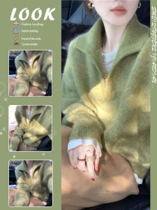 Semi-Open Collar Casual Oversized Knitted Sweater Thickened Winter Wear