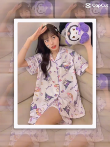 101 HOME  เชตชุดนอนผู้หญิงลายกราฟิก ลายการ์ตูนน่ารักมากเวอร์  เนื้อผ้าคุณภาพดี ชุดนอนคอปก+เเขนสั้น+ขาสั้น ส่งด่วน