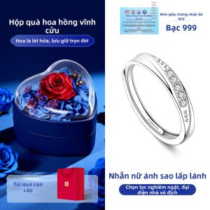 East Beauty | Nhẫn Đơn Kim Cương cho Nữ 999 Bạc Sterling với Moissanite