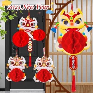 Exquisite Honeycomb Lion Dance Lantern 2025 Snake Year Spring Festival Honeycomb Lamp New Year Pendant for Home Decor(in stock)