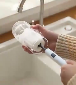 Bottle Brush Replaceable Long Handle Sponge Cup Brush Household Cleaning Brush Removable Brush