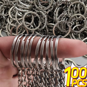 10/30/100/200 pcs 25MM Metal Sliver Key Chain Key Ring with Open Jump Ring and Connector DIY Jewelry Accessories Women and Men