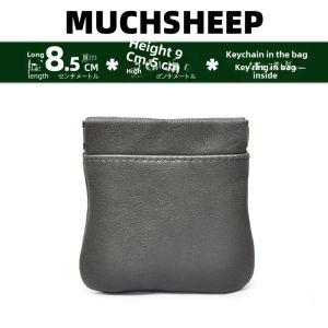 Mini Leather Coin Purse Spring Close Self Mini Sheep Skin Genuine Leather Small Bag Storage Earphone Wallet Key Coin Bag