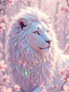 Huacan Lion 2025 Diamond Painting Animal Forest Full Drill Diamond Mosaic Complete Kit Cherry Blossom Home Decor