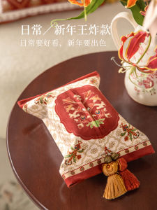 American Style Atmosphere Sensation Cloth Tissue Box Car Home Use New Year Drawing Paper Towel Holder Short Velvet Material