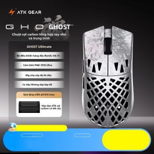 Chuột Chơi Game Không Dây ATK GHOST+ Dual 8K Thiết Kế Công Thái Học Bằng Sợi Carbon 48g Thời Gian Phản Hồi 0.163ms Dành Cho Tay Nhỏ Chơi Valorant Trên PC