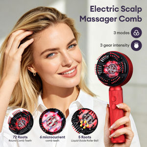 Foreverlily | Electric Vibration Scalp Massager Comb Red Light Hair Massage Comb Scalp Oil Liquid Applicator for Hair Growth Anti Hair Loss