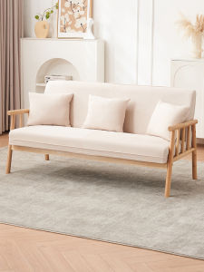 Creamy Style Solid Wood Japanese Simple Fabric Sofa Home Small Apartment Living Room Clothing Store Homestay Casual Sofa
