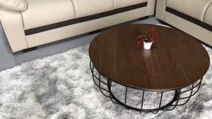 SMASIS ATLAS Round Coffee Table Solid Table Top Metal Leg / Meja Kopi Bulat Kayu Kaki Besi / New Modern
