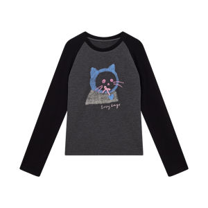 URLAZH | Stylish Kitten Embroidery Long-sleeved T-shirt