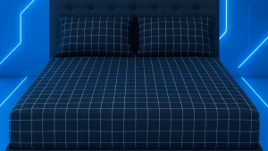 Seprai Kotak-kotak Hitam Modern Grid Elegan Aesthetic Ukuran 180x200 160x200 120x200 Premium Minimalis