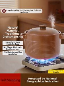 PINGDINGSHAQI | Uncoated Unglazed Clay Pot for Home Cooking Soups and Stews