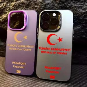 T-Turkey Passport Phone Case For iPhone 17 16 15 14 13 12 11 Pro Max Designer Matte Laser Aurora Funda Phone Case