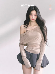 SHAOYEYAN | Fake Two Piece Off-Shoulder K-Fashion Top Long Sleeve Summer