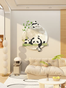 Creamy Style TV Background Wall Decorative Painting Panda Decoration Hanging Ornament New 2025 Adhesive Sticker Enhanced Atmosphere