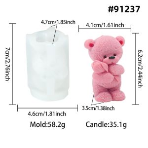 3D Dressed Teddy Bear Silicone Molds Sweater/Bow/Rose Designs Resin Tool DIY Scented Candles Aroma Valentines Gifts Room Decor