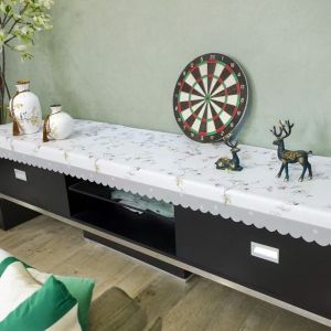 Tấm Trải Bàn Dày Chống Thấm Nước Chống Bỏng PVC Vàng Kiểu Châu Âu Tấm Trải Bàn Dài Cho Tủ TV Và Bàn Đầu Giường