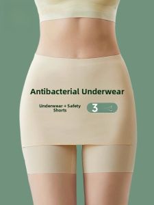 miiow | Womens Ice Silk Safety Pants Underwear Bottoms Ice Silk Layered Design Summer Anti-Light Blocking Triangle Area Catman