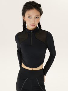 TUFN Removable Chest Pad Mesh Splice Long Sleeve Fitness Yoga Sportswear Breathable Quick Dry Ultra Elastic Running Dance Exercise Womens Clothing