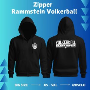 Hoodie Zipper Warna Hitam HSCLO Musik Band RAMMSTEIN VOLKERBALL Bahan Fleece Jaket Lengan Panjang Ukuran Jumbo Big Size XS S M L XL XXL 3XL 4XL 5XL