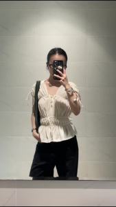 She Top - Áo rút vai 𝐁𝐋𝐀𝐍𝐂𝐀 điều chỉnh độ dài dễ dàng Trắng/Xám Đen BC25.018